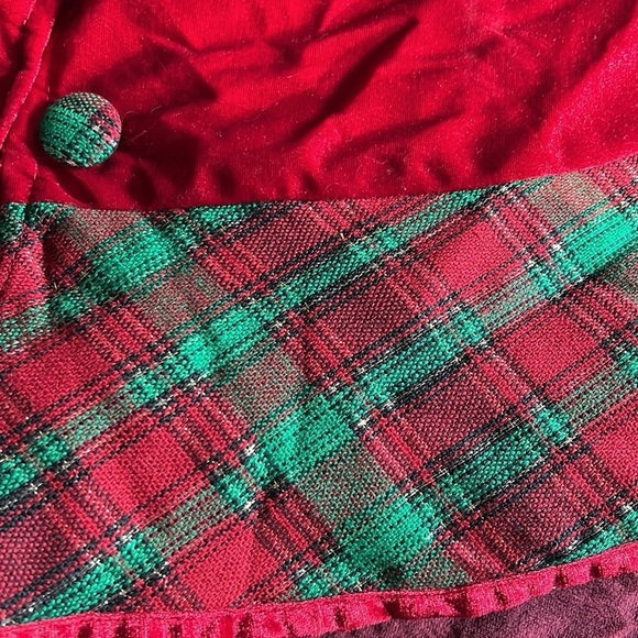 Like New Buffalo Plaid Tree Skirt Green Red Gold Trim Large - Picture 3 of 4